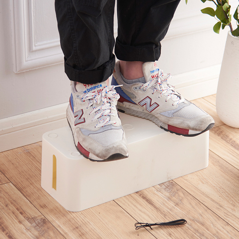 Oversized Wire Storage Box Power Cord Hub Patch Board Computer Wire Bamboo Organise Box Socket Charger Storage
