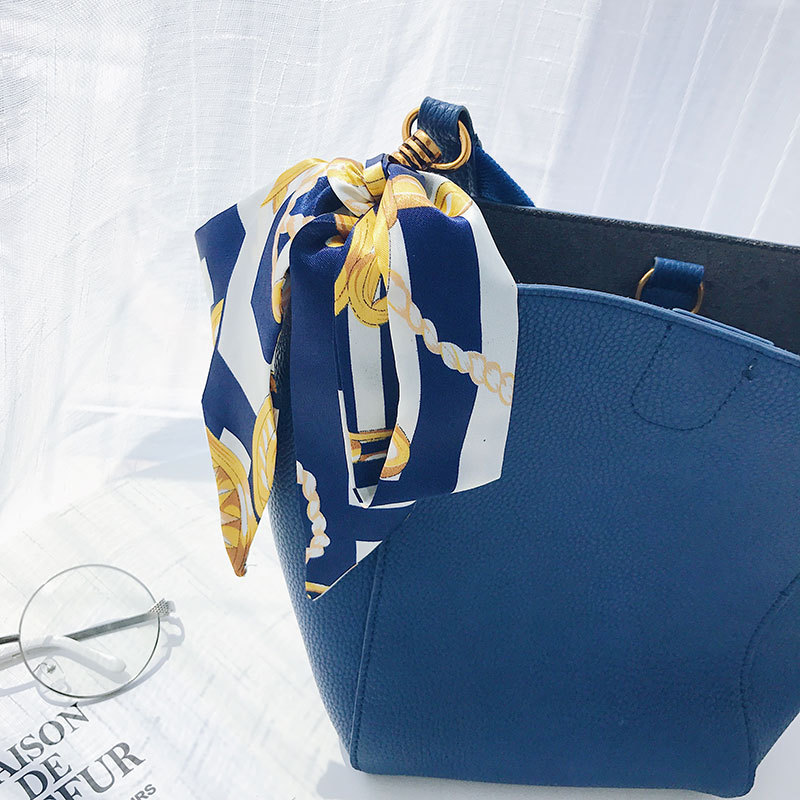 Scarf Girl's Decorative Scarf Printing Silk-like Thin Narrow Long New Stall Supply Hair Band Wholesale