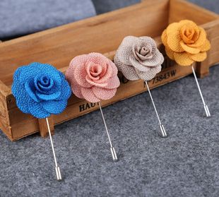Korean style men's and women's brooch Camellia insert long needle suit corsage collar pin business suit accessories flower