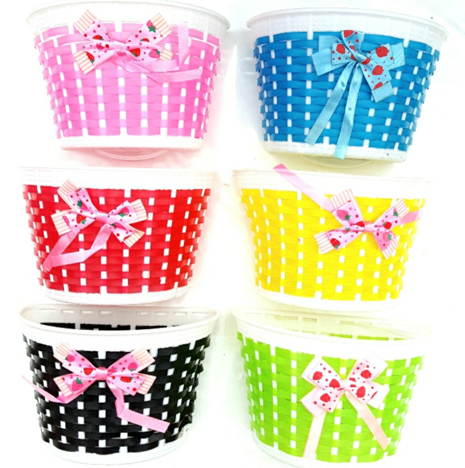 Small Small Scooter Bicycle Semi-handmade Braided Basket Anti-pressure Boutique Car Basket Plastic Braided Riding Supplies