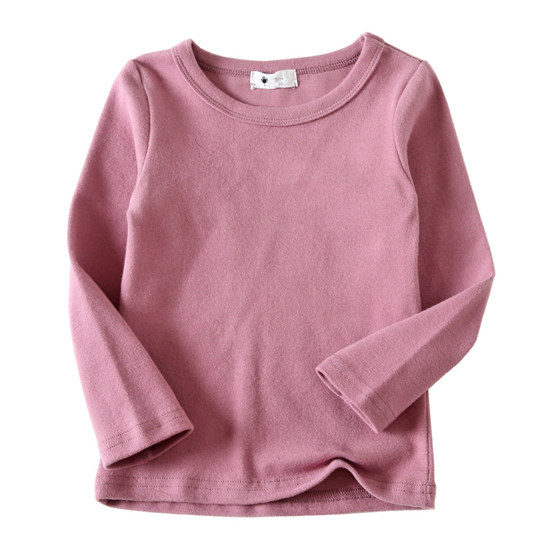 2023 Autumn and Winter Korean Girls Candy Long-sleeved Base Shirt All-match Candy Basic Men's Crew Neck Sanding T-shirt