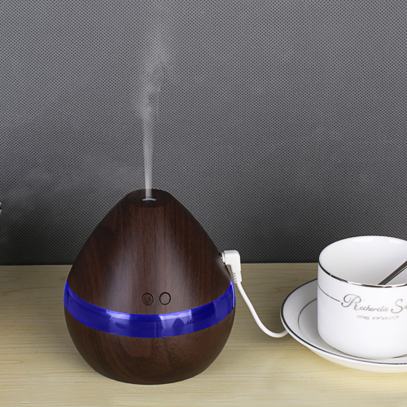 Factory direct creative USB wood grain humidifier aroma diffuser wood grain car double button with night light