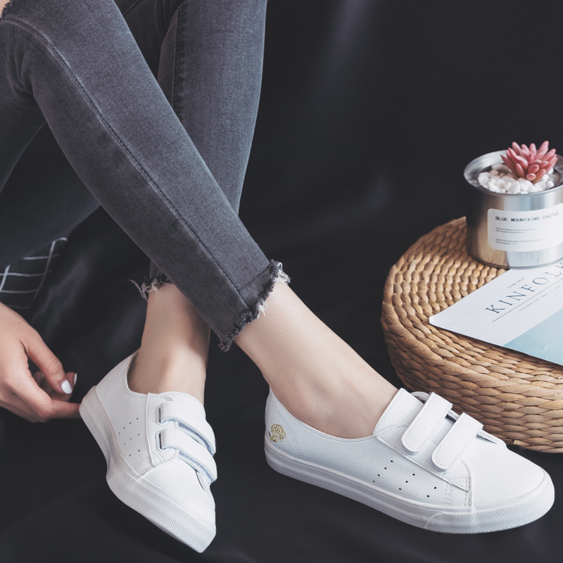 Spring thin breathable Velcro white shoes women's shoes 2024 new spring and autumn low-cut flat shoes 6852