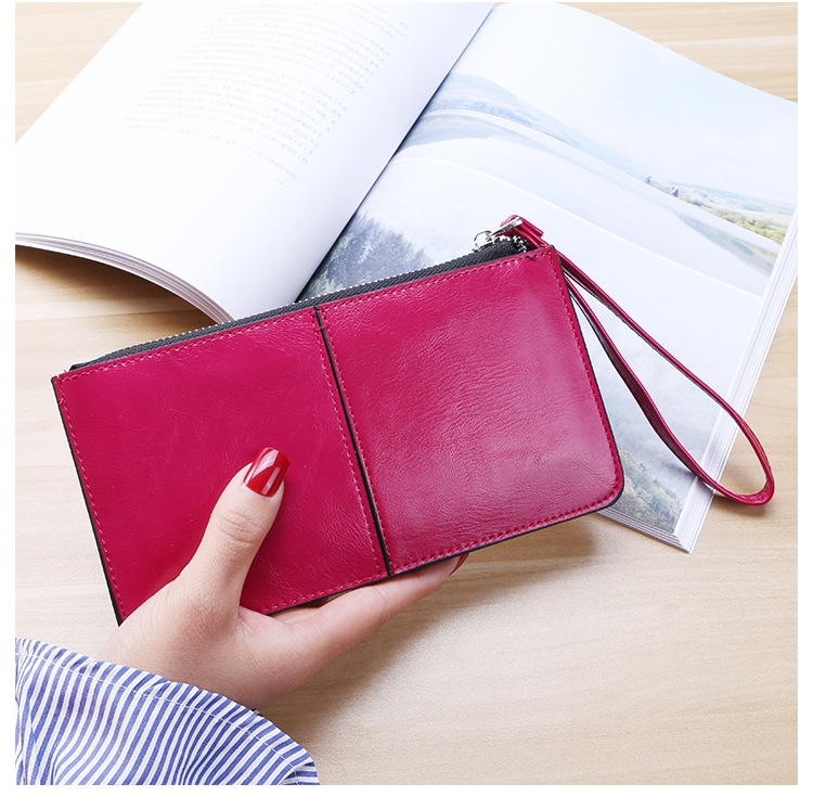 Nuovo portafoglio da donna con cerniera in stile coreano, pochette lunga da donna, portafoglio multi-carta da donna, portafoglio multifunzione con cinturino da polso_voghion.com