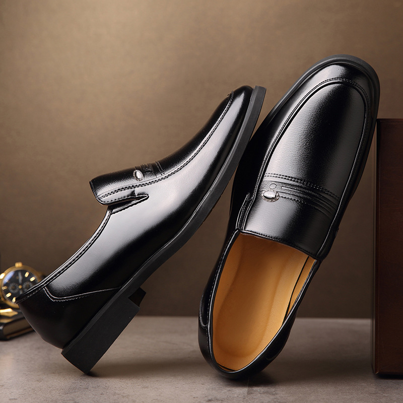 Men's Slip-on Plus Size 4748 49 50 Pointed Business Dress Shoes Men's Shoes Single-layer Shoes Men's Leather Shoes