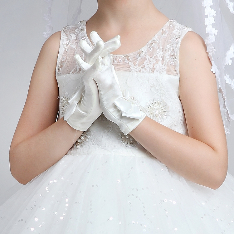 Kinderkleid Tanzkleidung Prinzessinnenkleid Zubehör Performance Handschuhe Blumenmädchen Schleife Kleid Spezielle Schleife Handschuhe_voghion.com