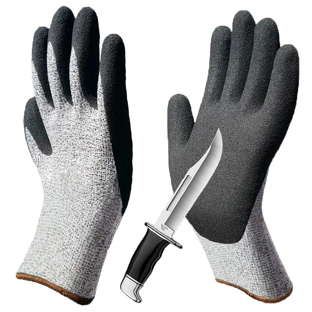 Factory direct supply frosted pleat Grade 5 anti-cutting Ding Qing foaming latex HPPE wear-resistant non-slip gloves
