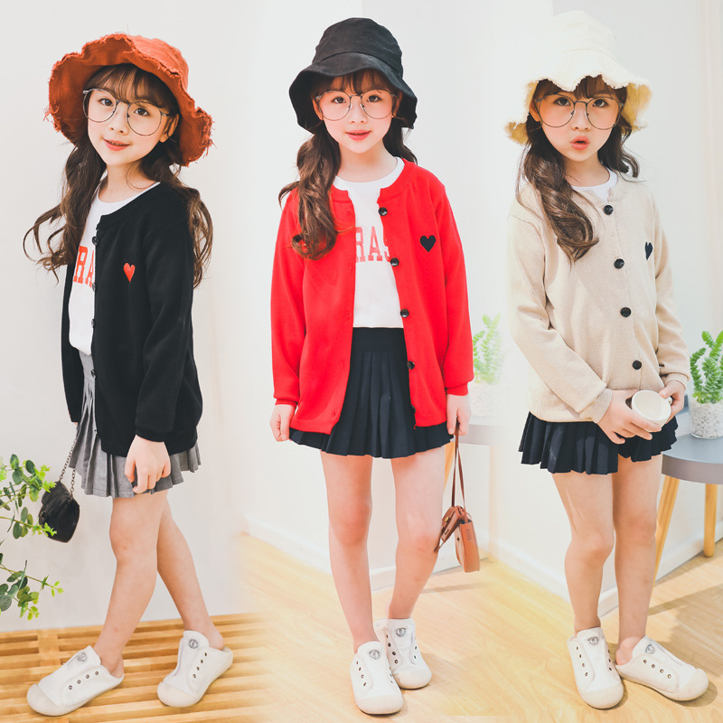 Children's Sweater Knitted Girls' Cardigan 2021 Girls' Sweater Cardigan Knitted Jacket New Spring and Autumn Korean Sweater