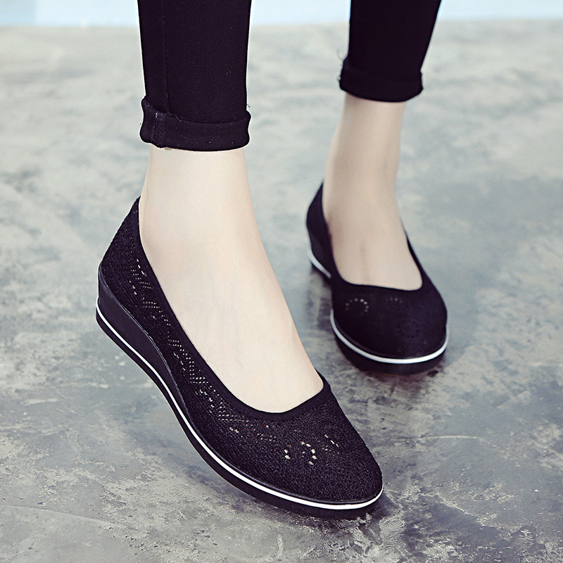 One-character Brand Nurse Shoes White Flat Mid-slope Women's Summer Beauty Shoes 2023 New Hollow Breathable White Shoes