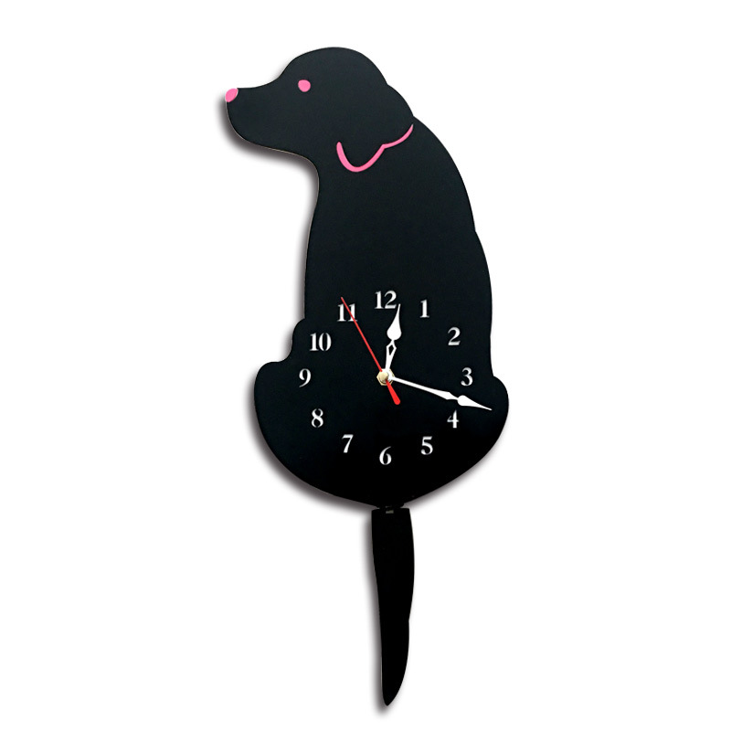 Cross-border personality new diy clock living room acrylic wagging tail dog home creative wall clock a generation of hair