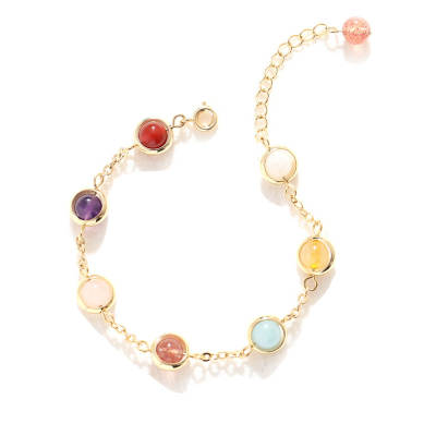 Crystal Bracelet Women's Korean-style Sweet Mori Colorful Transfer Beads ins Fine Edition Rainbow Sugar Beads Bracelet Wholesale