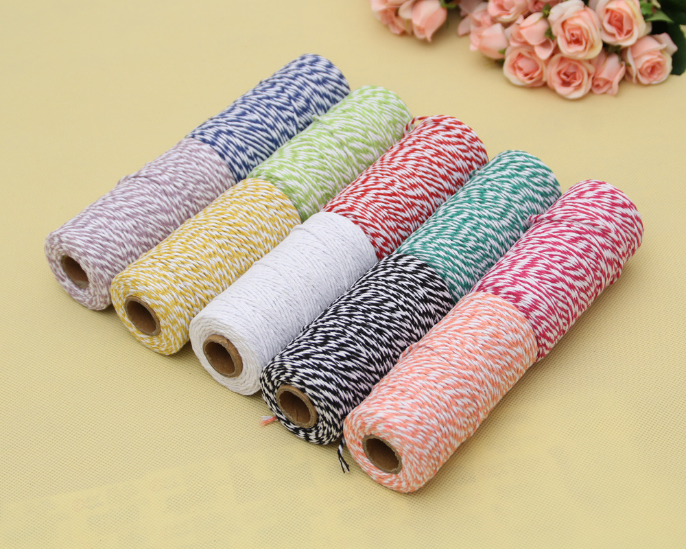 2mm two-color cotton rope, two-color plied thread decoration, zongzi-wrapped cotton thread, handmade DIY colorful cotton rope