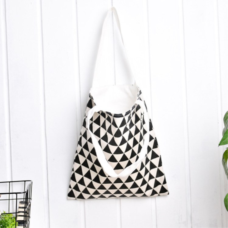 One-shoulder canvas bag cotton and linen dual-purpose double-sided cloth bag fresh art shopping bag Taobao source Women's bag