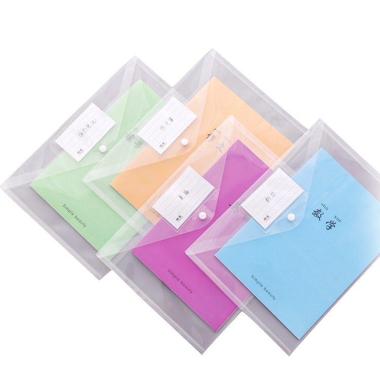 Creative Simple Transparent A4 Snap Document Bag Plastic Information Bag Bill Bag Student Office Supplies Storage