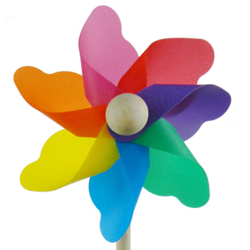Cross-border Hot Hand-held Rotating Wedding Arrangement Photography Props 12CM Dot Striped Colorful Wooden Windmill Optional