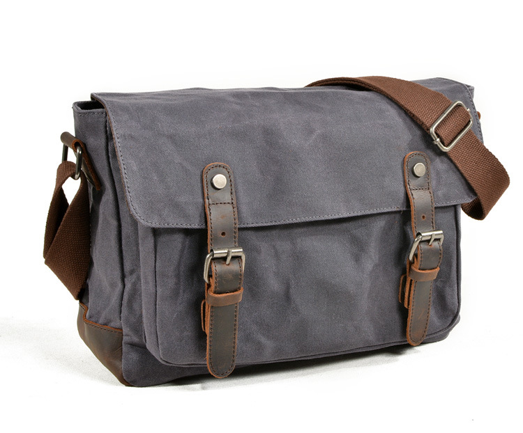 Men's horizontal camera bag casual shoulder bag oil wax canvas with first layer genuine leather bag waterproof SLR camera bag_voghion.com