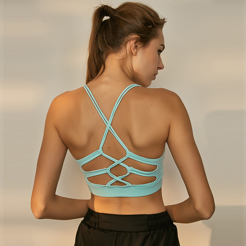 TRT18630 new back cross hollow breathable sports bra underwear yoga sports vest women