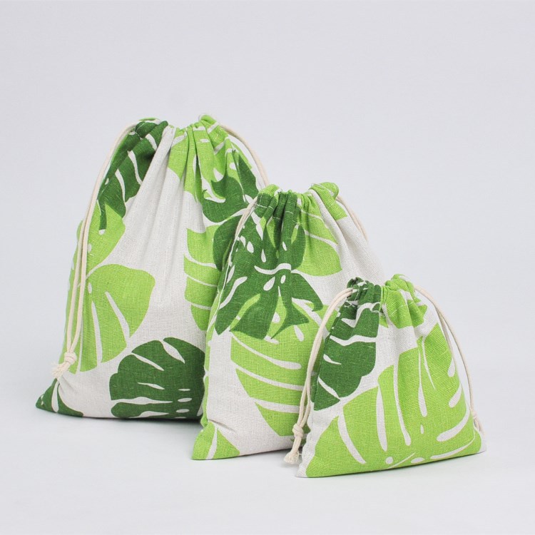 Handmade cotton and linen storage bag bundle pocket drawstring bag tea gift bag candy bag cosmetic bag large turtle leaf