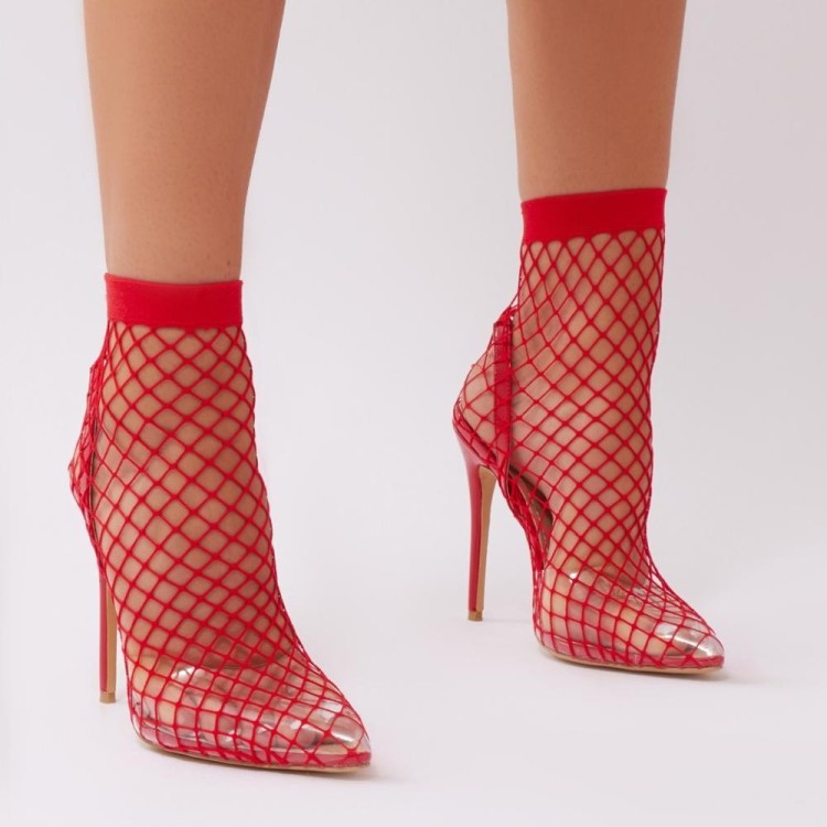 Roman Pointed Transparent Sandals Women Sexy Pointed High Heels Stiletto Heel Summer Mesh Women's Shoes