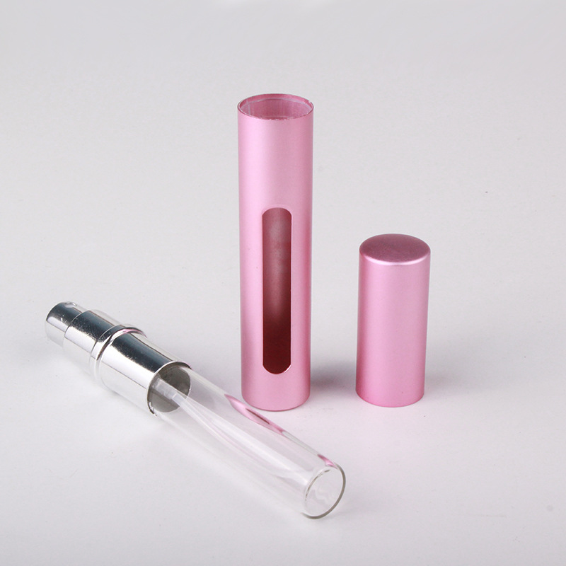 In stock 5ml perfume sub-packaging spray bottle aluminum electrochemical portable cosmetic flat head slender tube removable empty bottle