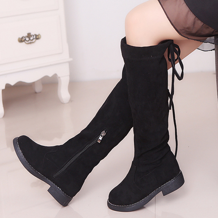 Girls' fashion high boots 2023 autumn and winter New girls' over-the-knee boots high-top Princess single boots student fleece-lined