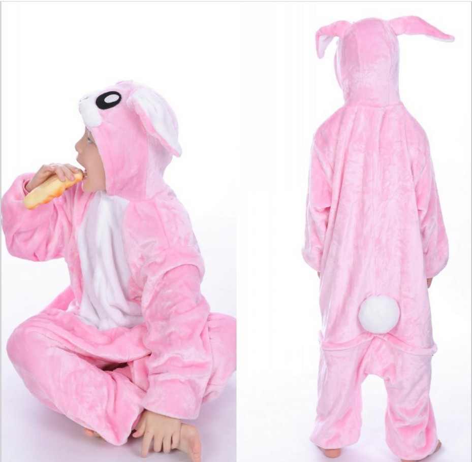 Autumn and Winter Star Rabbit Boys and Girls Children Cute Cartoon Animal Teddy Dog Powder Rabbit Siamese Pajamas Flannel Home
