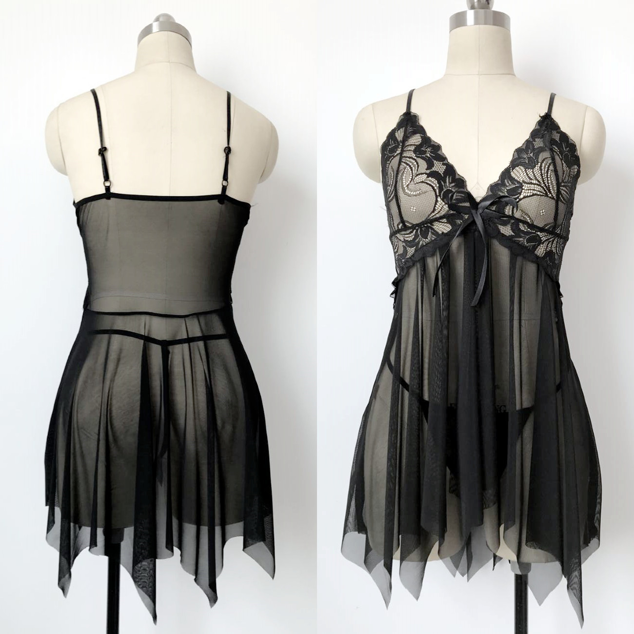 European and American 2022 foreign trade supply sexy lingerie sexy perspective strap lace nightgown temptation set combination