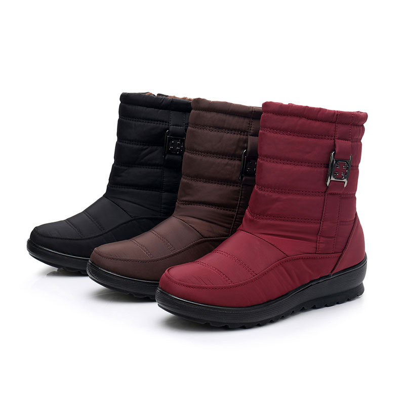 Winter waterproof beef tendon bottom mother cotton boots plus velvet warm short boots large size cotton shoes non-slip snow boots a generation of hair