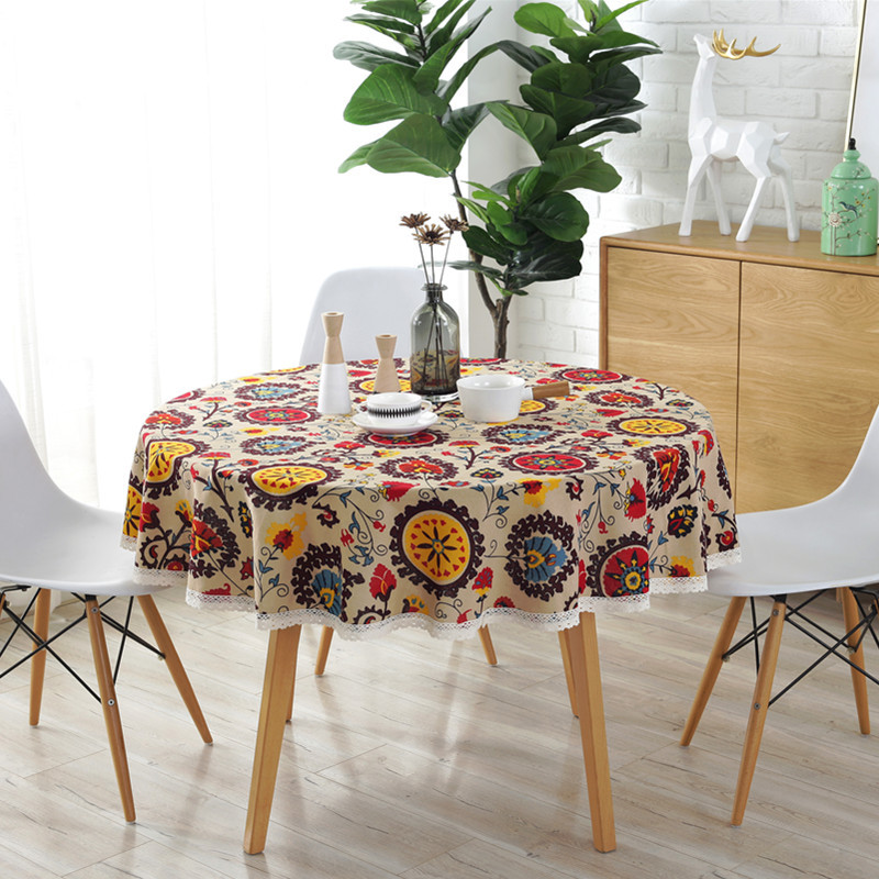 Lexuanxiu bohemian ethnic style round lace tablecloth Amazon best-selling INS style tablecloth wholesale
