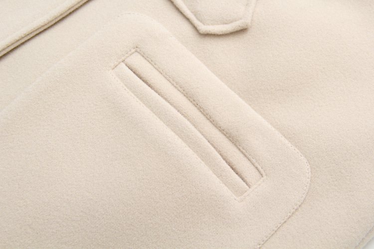 Cappotto di lana con bottoni in corno da donna, autunno e inverno, di media lunghezza, con cappuccio, per studenti, piccolo cappotto S14281_voghion.com