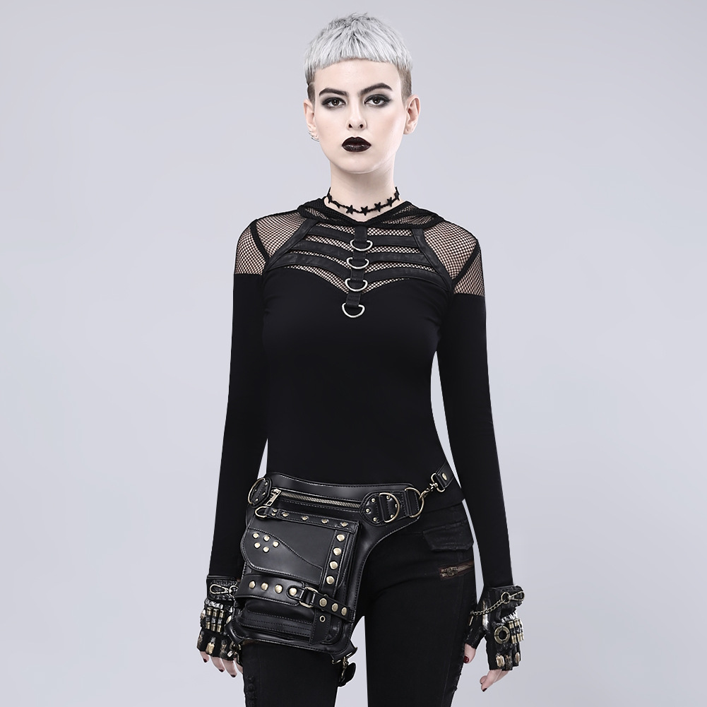 Guangzhou Foreign trade cross-border bag women's steampunk new women's bag European and American retro motorcycle bag rivet waist bag men
