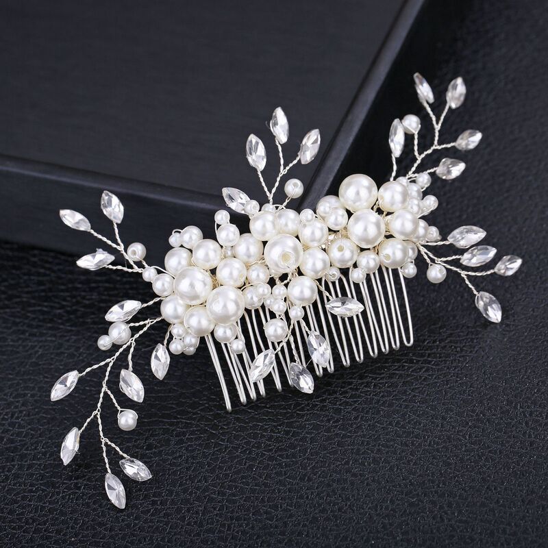 花嫁の結婚式の髪飾り手作り真珠の花にドリルを入れて櫛をつけてebayを越えて爆発させた|undefined