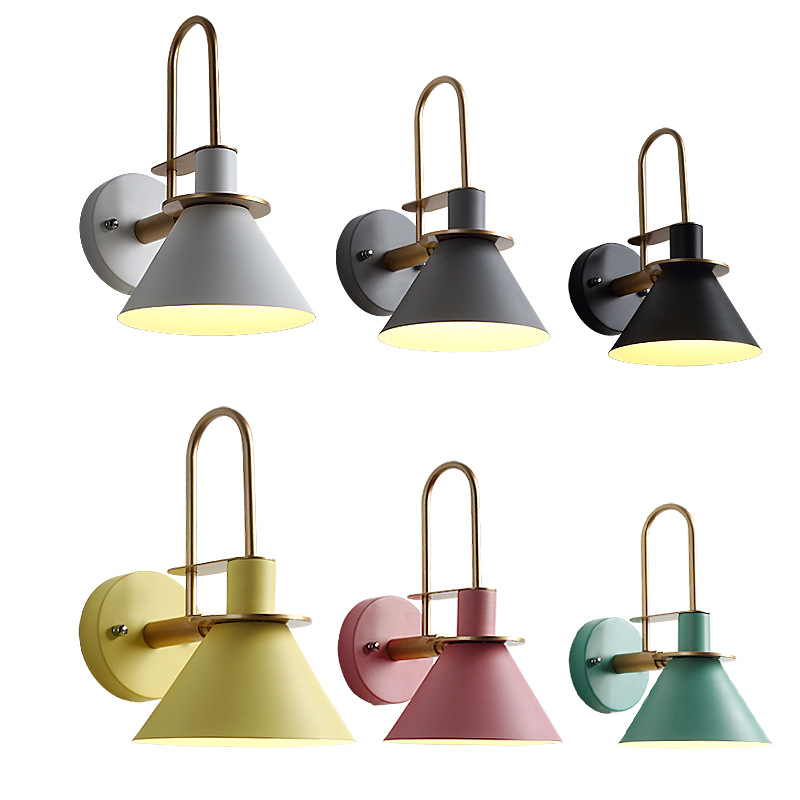 Macaron Horn wall lamp Nordic bedside wall lamp LED bedroom bedside lamp bar restaurant indoor aisle wall lamp