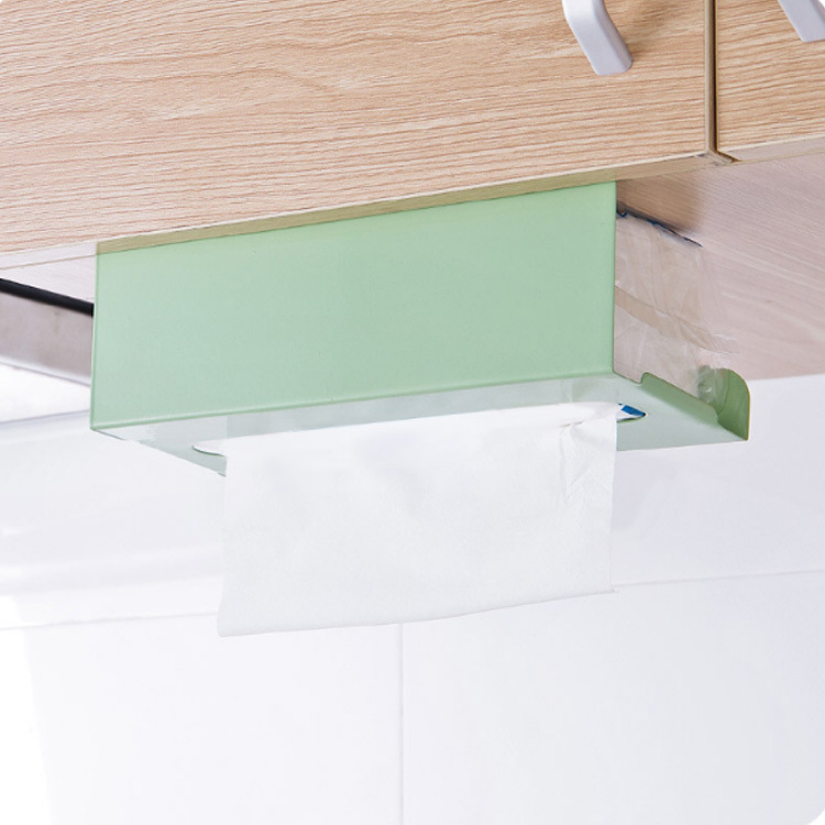 Creative Japanese-style Cabinet Hanging Tissue Holder Kitchen Tissue Pumping Rack Iron Non-perforated Tissue Box Storage Rack