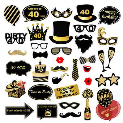 Cross-border new 30-60 year old adult birthday party photo props holiday party paper photo decorations