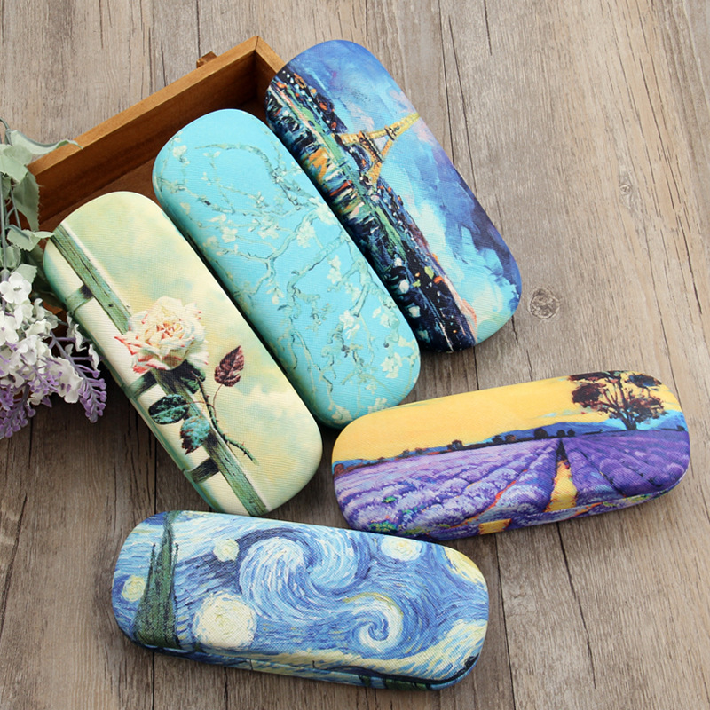 Glasses box female oil painting Korean small fresh retro cute creative storage box student eyes box factory wholesale