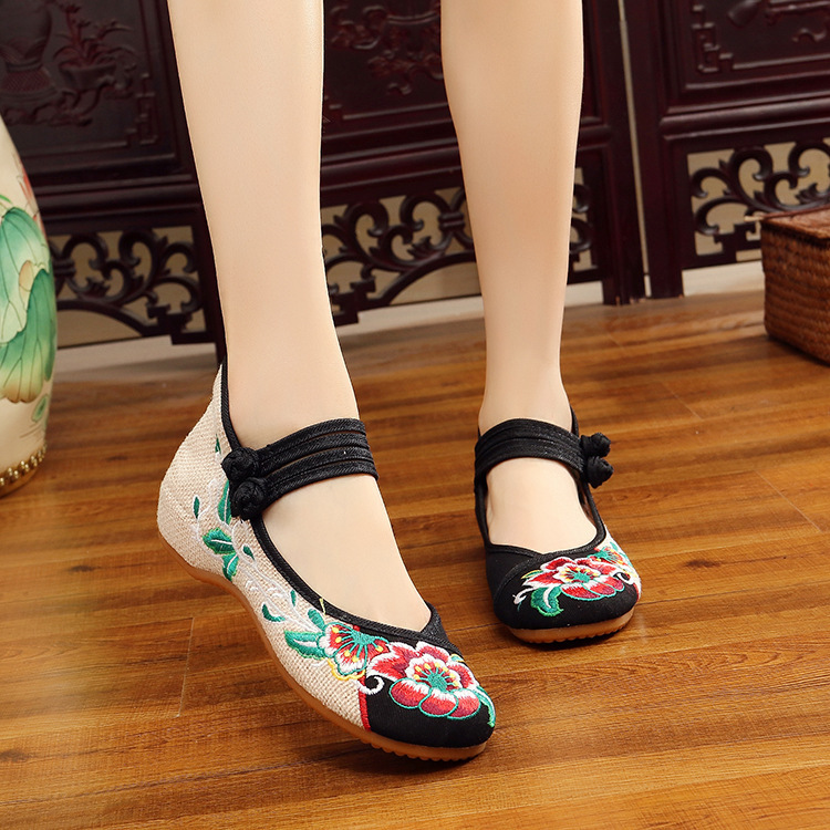 Factory direct sales [low help hibiscus flower] a generation of beef tendon bottom National Wind increased Square dance women's shoes