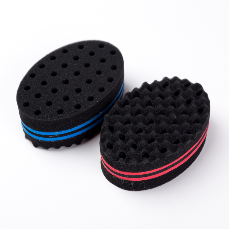 楕円双用穴付き巻き髪スポンジスタイル乱毛巻き毛スポンジブラシhair sponge|undefined