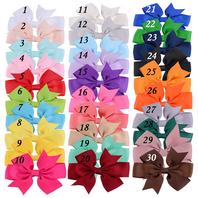 Children's hair accessories shoes and hats clothing supply hot V-shaped dovetail rib with bow without hairpin 30 colors