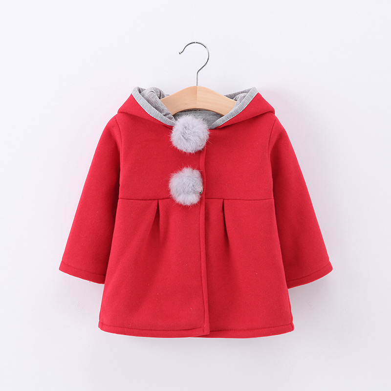 [Yingying Beibei] Girls' Early Autumn Coat Small and Medium-sized Children's Cute Rabbit Ears Hooded Cotton Coat Cross-border Coat
