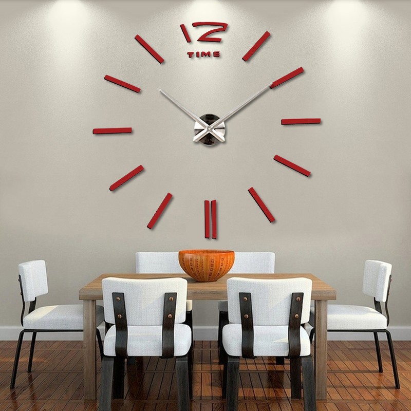 Wholesale acrylic fashion wall stickers clock super size home decoration living room wall silent 3D stereo clock