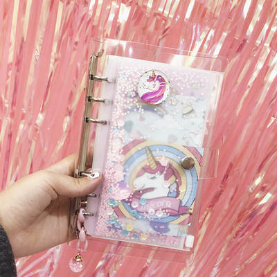 ins Girl Heart Hand Ledger Pink Unicorn Loose-leaf Hand Ledger Diary Square Travel Notebook