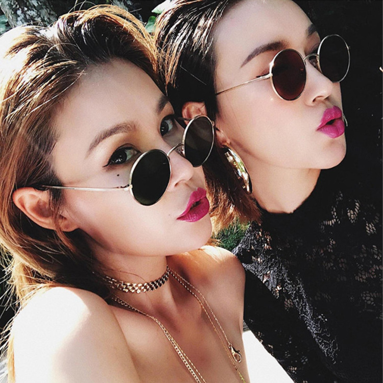 Vintage Hip Hop Metal Round Sunglasses 2021 New Style Men's Women's Fashionable Sun Glasses