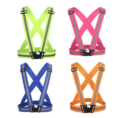 Factory Direct 4CM wide adjustable elastic band reflective strap safety vest riding night running