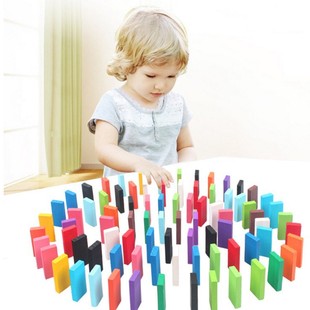 Factory direct color dominoes 120 children's game organs Domino wooden building blocks