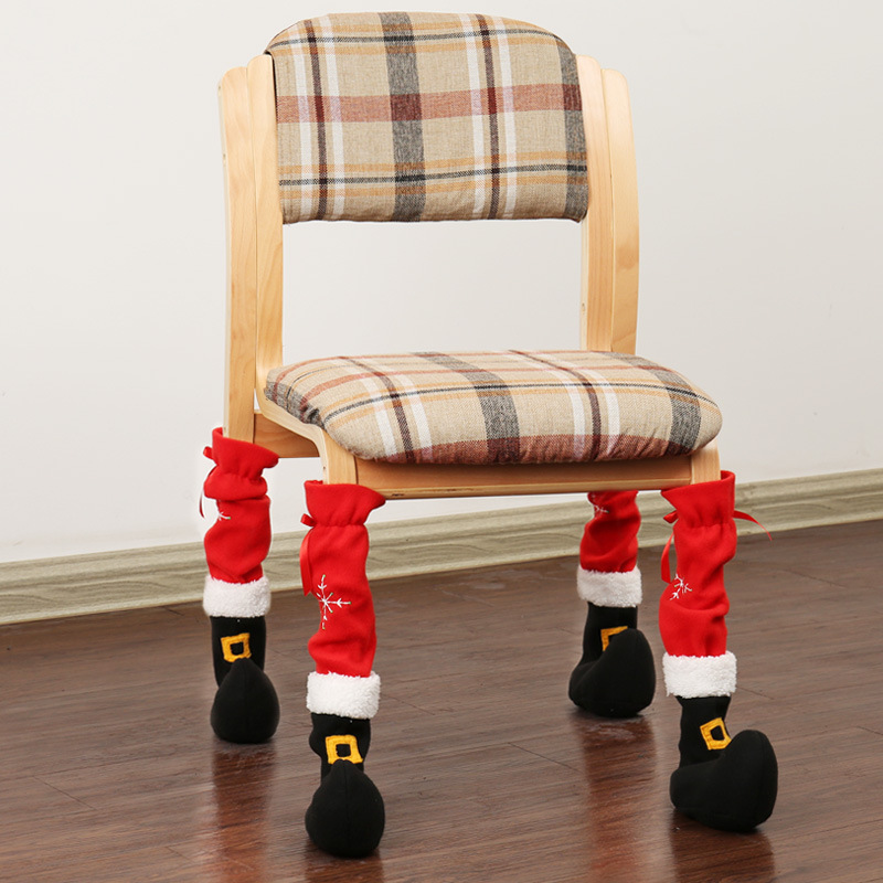 国境を越えた新しいクリスマス椅子足カバークリスマスホテル装飾用品刺繍レストランスツールテーブル足カバー|undefined