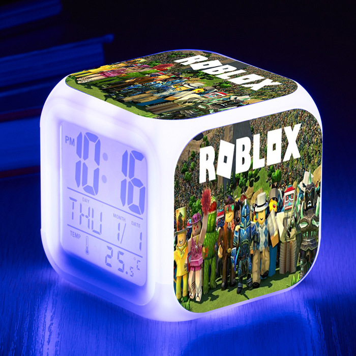 Cross-border foreign trade supply game Roblox colorful alarm clock large screen digital square clock creative multi-function electronic clock
