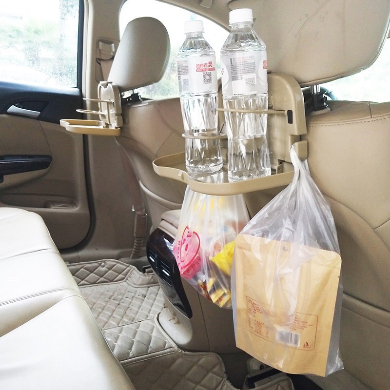汽車用后座可摺疊水杯架車載餐盤多功能飲料杯架車內置物托盤餐桌