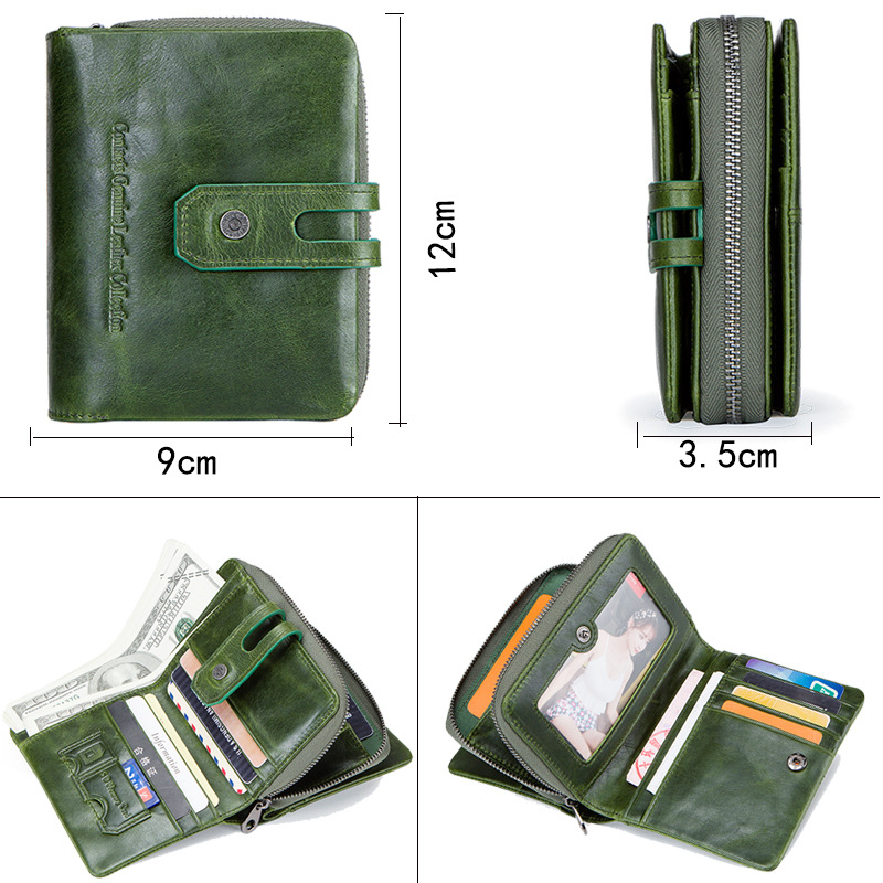 Black Angel Factory Supply Leisure Buckle Women's Wallet Cowhide Multifunctional Leather Women's Wallet