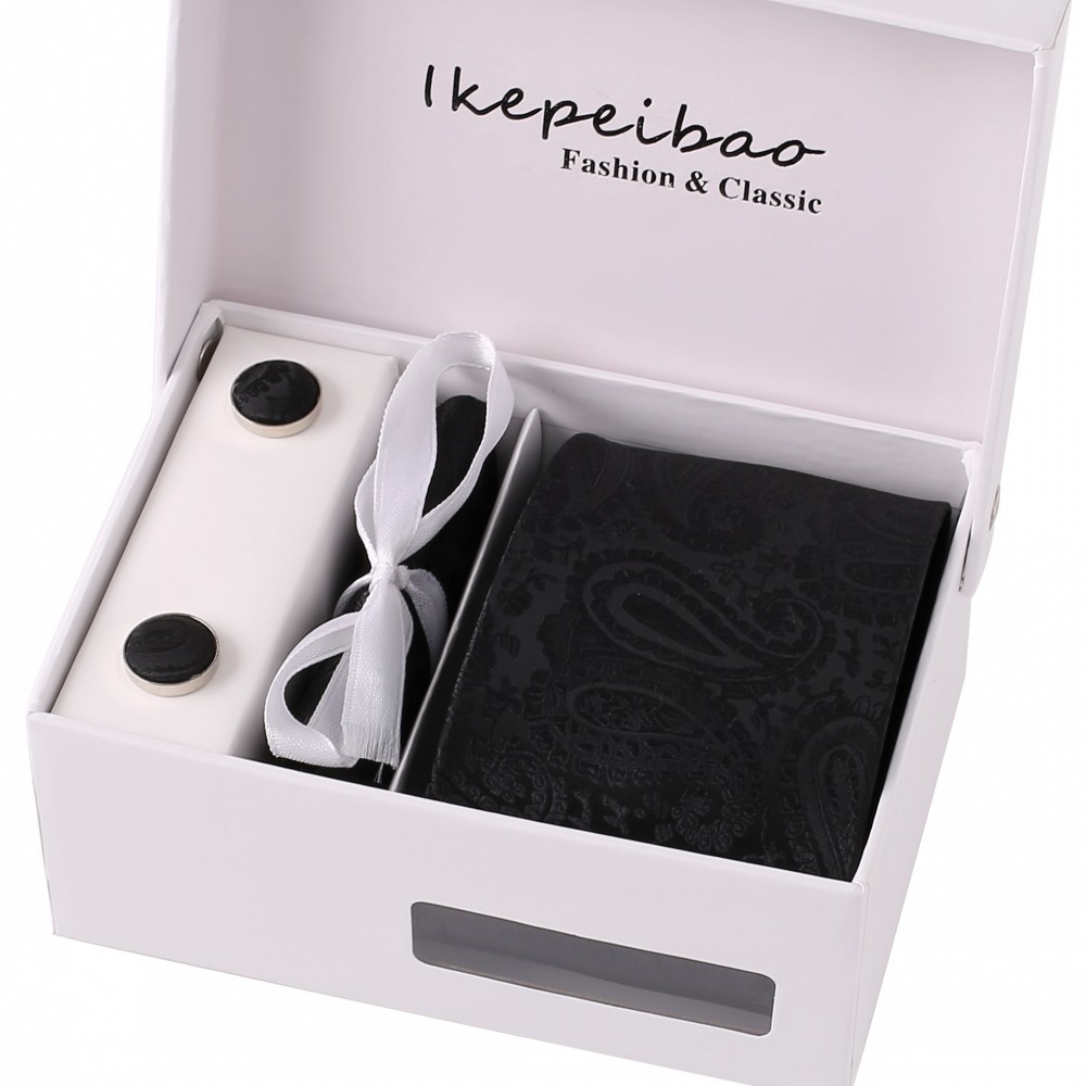 AliExpress EBAY 8.5cm business tie men's tie set wedding polyester tie gift box cashew nut